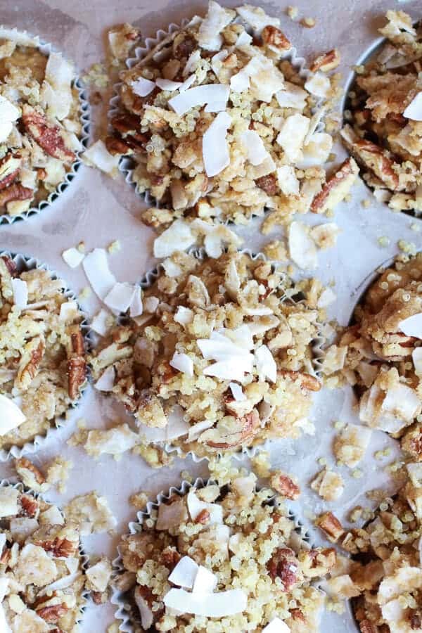 Sweet Potato, Quinoa and Dark Chocolate Coconut Crumble Crunch Muffins | halfbakedharvest.com