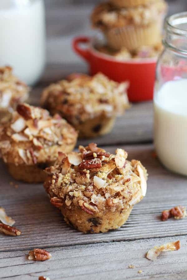 Sweet Potato, Quinoa and Dark Chocolate Coconut Crumble Crunch Muffins | halfbakedharvest.com