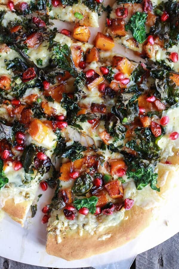 Caramelized Butternut, Crispy Kale + Fontina Pizza | halfbakedharvest.com