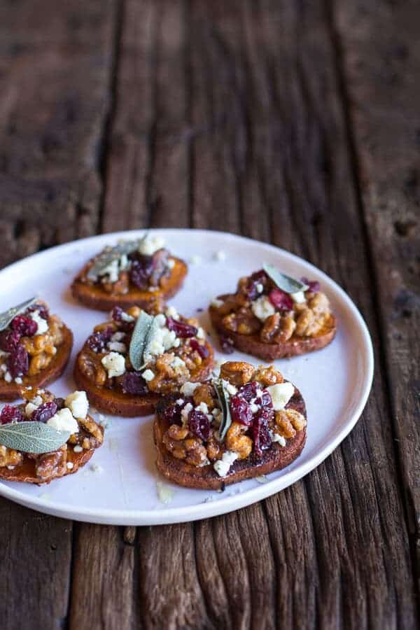 Curried Sweet Potato Rounds with Honeyed Walnuts, Cranberries and Blue Cheese | halfbakedharvest.com