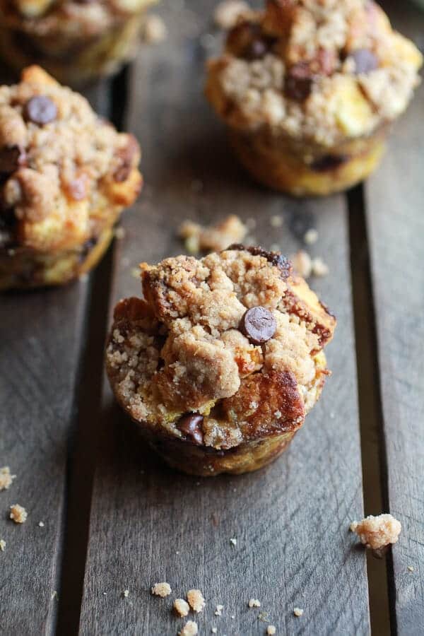 Cinnamon Brioche Chocolate Chip French Toast Muffins with Coconut Streusel | halfbakedharvest.com