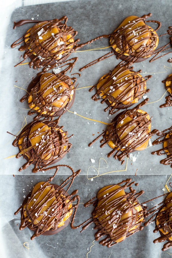 (Idiot Proof) Salted Chocolate Covered Pretzel Nutella Turtle Cookies | halfbakedharvest.com