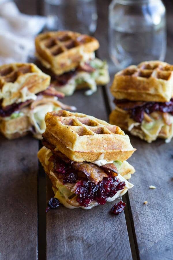 Turkey, Smashed Avocado, Cranberry, Brie and Mashed Potato Waffle Melts | halfbakedharvest.com