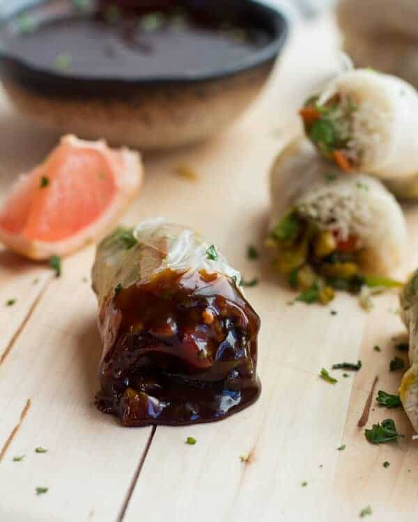 Brussels Sprout + Avocado Winter Rolls with Grapefruit Hoisin Dipping Sauce | halfbakedharvest.com