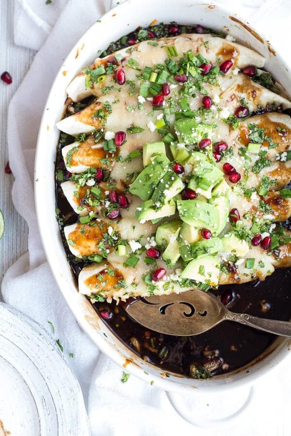 Cheesy Sweet and Sour Pomegranate Thai chicken Enchiladas | halfbakedharvest.com @hbharvest