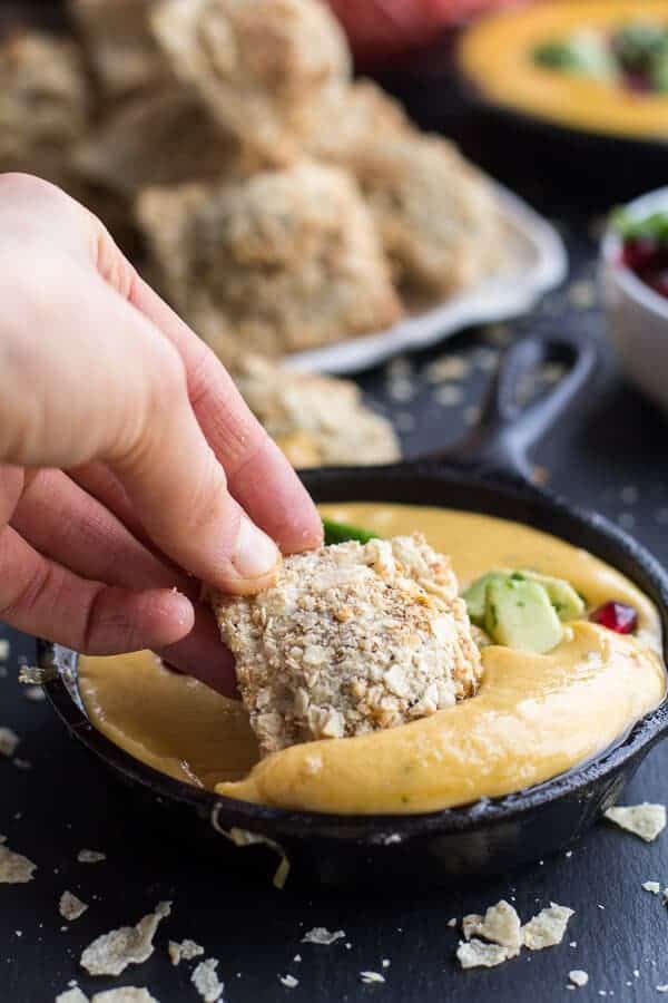 Tortilla Chip Crusted Oven-Fried Ravioli with Spicy Fontina Queso Fundido | halfbakedharvest.com