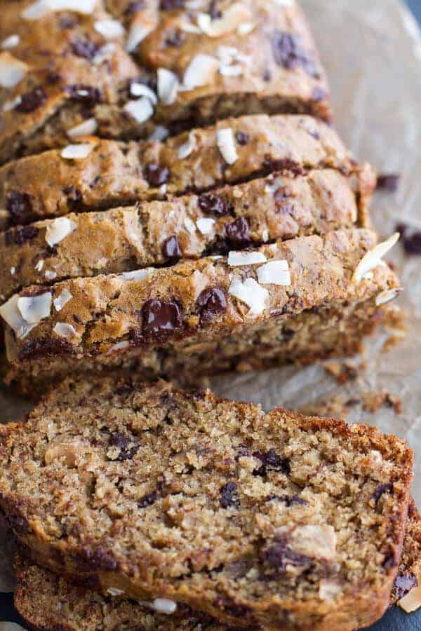 Toasted Coconut and Chocolate Chunk Roasted Banana Bread | halfbakedharvest.com