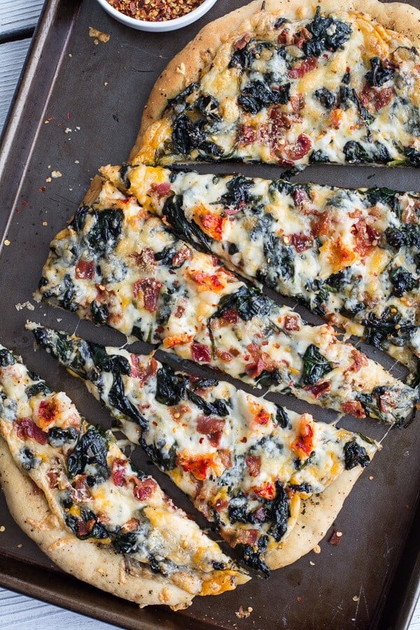 Brown Butter Lobster and Spinach Pizza with Bacon + Fontina | halfbakedharvest.com