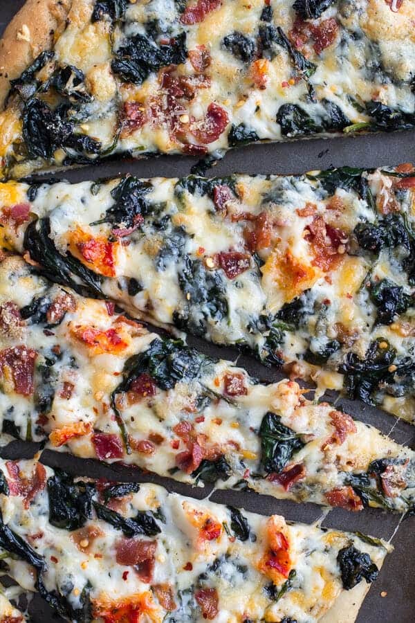 Brown Butter Lobster and Spinach Pizza with Bacon + Fontina | halfbakedharvest.com
