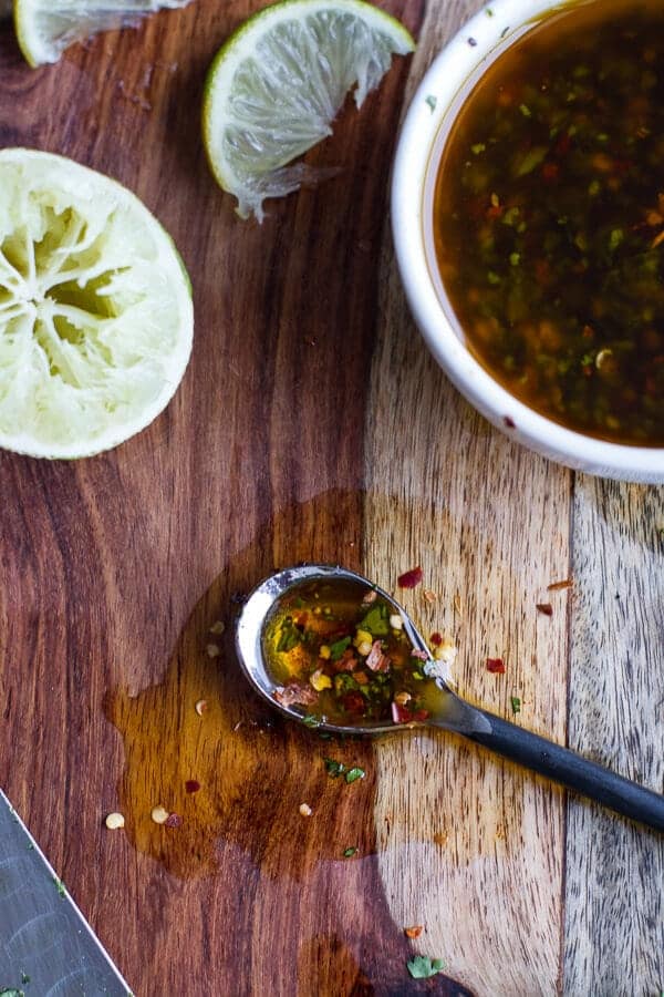 Chile Lime Salmon Fajita Salad with Cilantro Lime Vinaigrette | halfbakedharvest.com