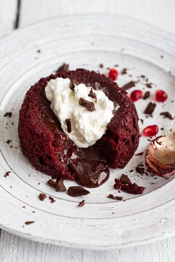 Red Velvet Molten Chocolate Lava Cakes with Chocolate Ganache Center | halfbakedharvest.com @hbharvest
