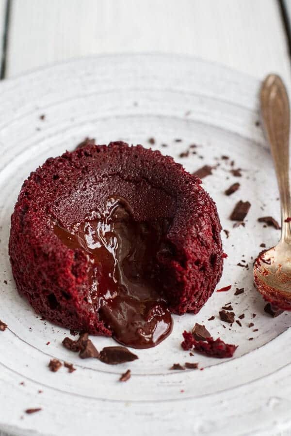 Red Velvet Molten Chocolate Lava Cakes with Chocolate Ganache Center | halfbakedharvest.com