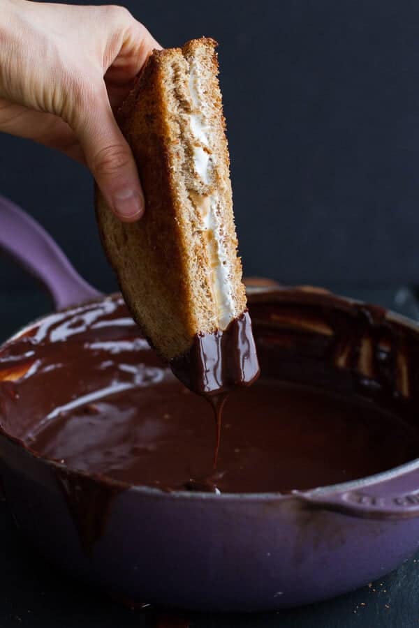 Toasted Fluffernutters with Cabernet Chocolate Fondue | halfbakedharvest.com