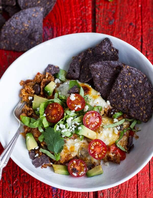 Cheesy Black Bean + Quinoa Taco Bake | halfbakedharvest.com