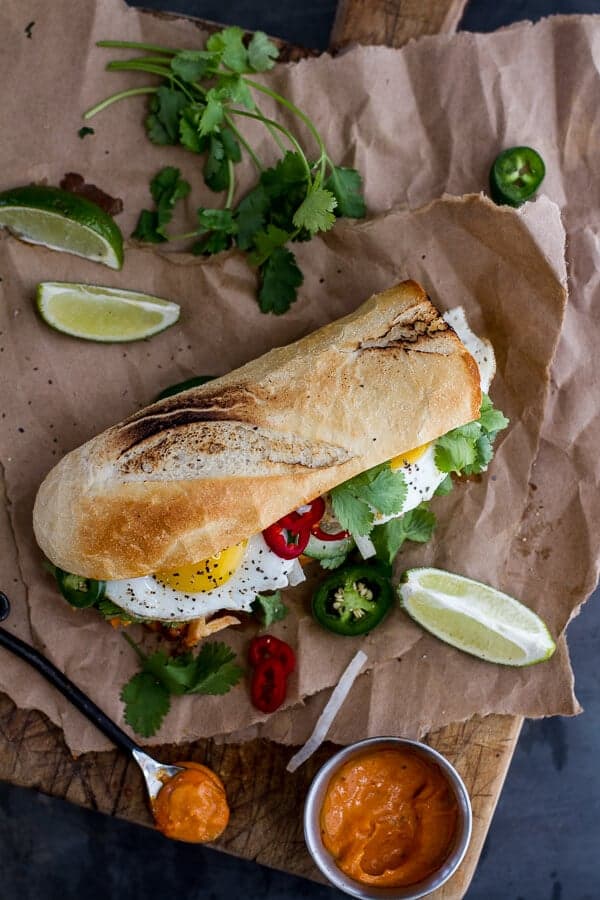 Mahi Mahi Banh Mi with Spicy Curried Mayo + Fried Eggs | halfbakedharvest.com