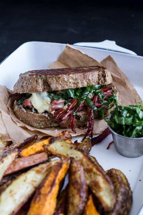 Savory Corn Beef Brisket + Irish Cheddar French Toast with Kale Pesto Slaw | halfbakedharvest.com