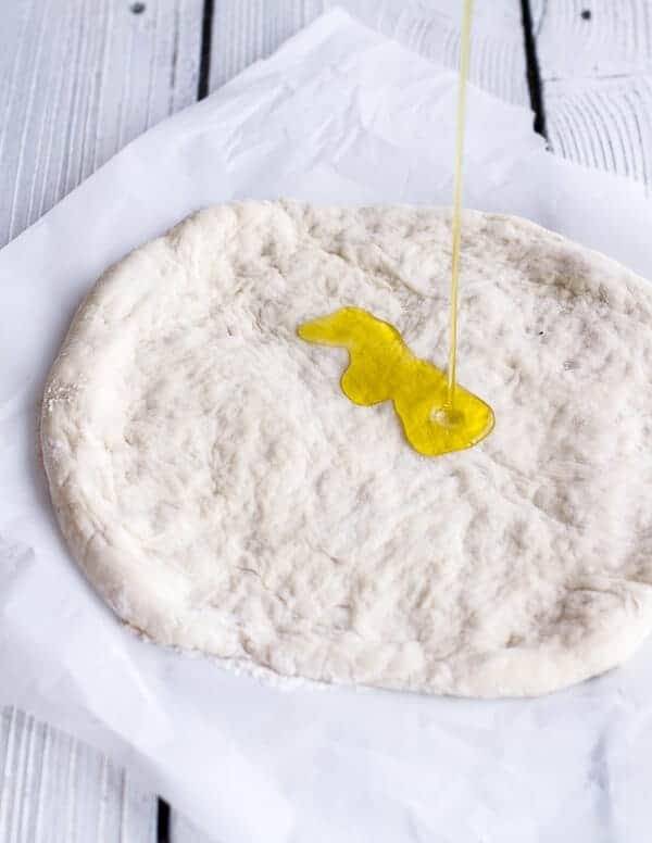 Spring Time Mushroom + Asparagus White Burrata Cheese Pizza with Balsamic Drizzle | halfbakedharvest.com