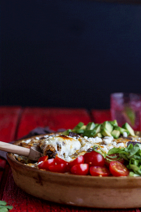 Cheesy Black Bean + Quinoa Taco Bake | halfbakedharvest.com