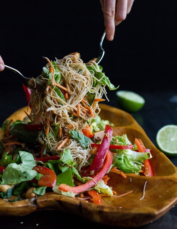 Vietnamese Chicken, Avocado + Lemongrass Spring Roll Salad With Hoisin Crackers | halfbakedharvest.com