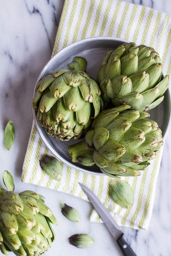Pan Fried Lemony Artichokes with Asparagus Pistachio Pesto Pasta | halfbakedharvest.com