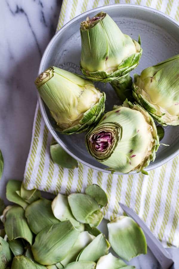 Pan Fried Lemony Artichokes with Asparagus Pistachio Pesto Pasta | halfbakedharvest.com