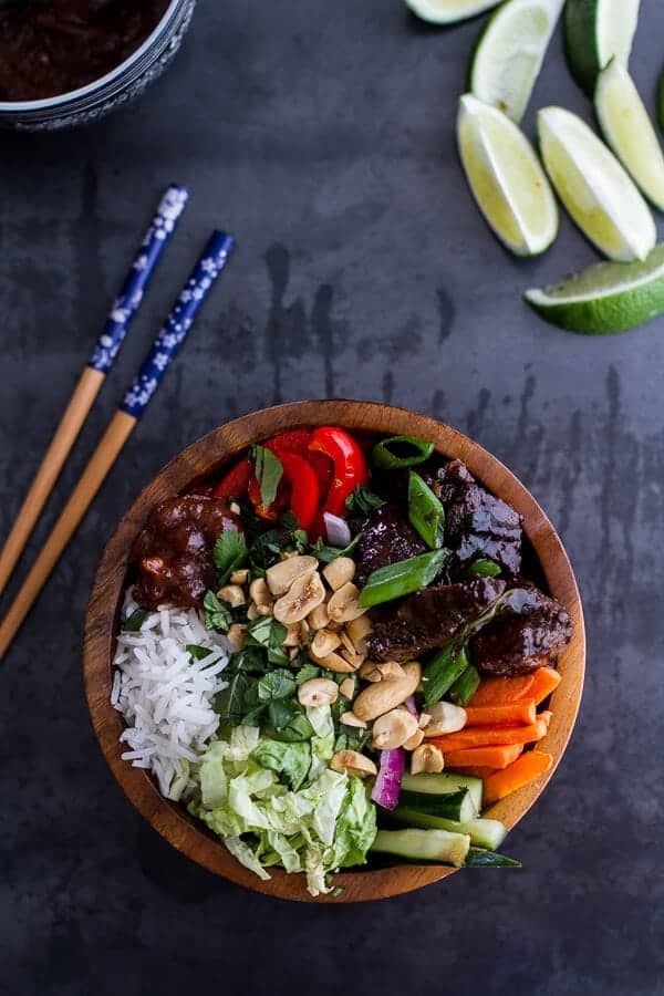 Vietnamese Shaken Beef Bowl with Hoisin Sauce | halfbakedharvest.com