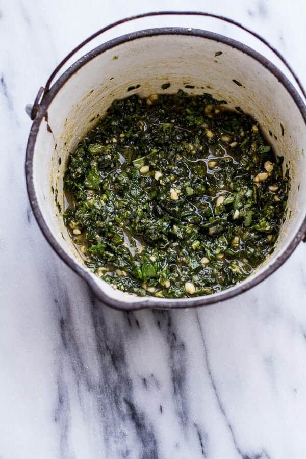 20 Minute Brown Butter Chunky Basil Pesto Pasta | halfbakedharvest.com