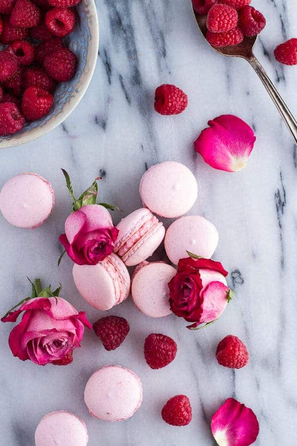 Coconut Raspberry Macarons With Raspberry Rose Buttercream | halfbakedharvest.com