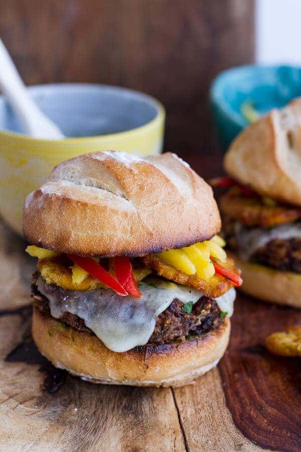 Cuban Black Bean and Rice Mojo Burgers with Slaw + Garlic Tostones | halfbakedharvest.com @hbharvest