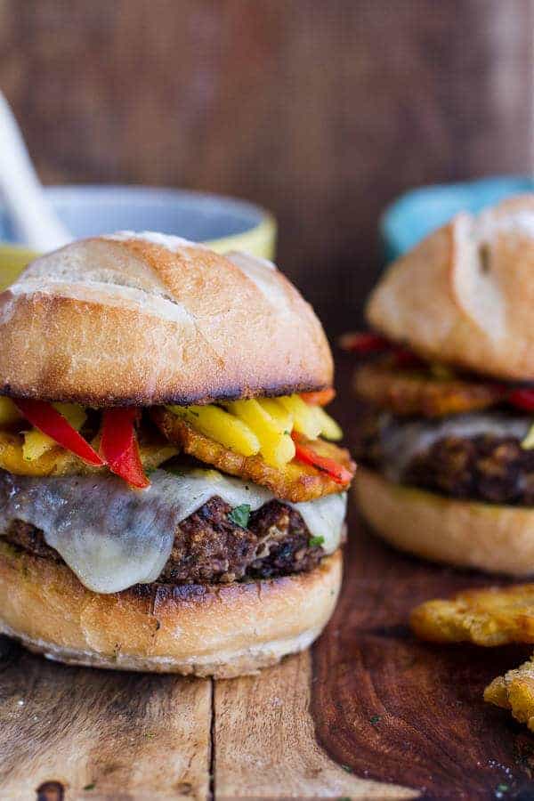 Cuban Black Bean and Rice Mojo Burgers with Slaw + Garlic Tostones | halfbakedharvest.com