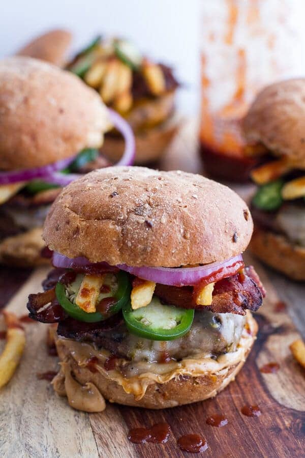 Spicy Penut Butter bacon Sliders | halfbakedharvest.com