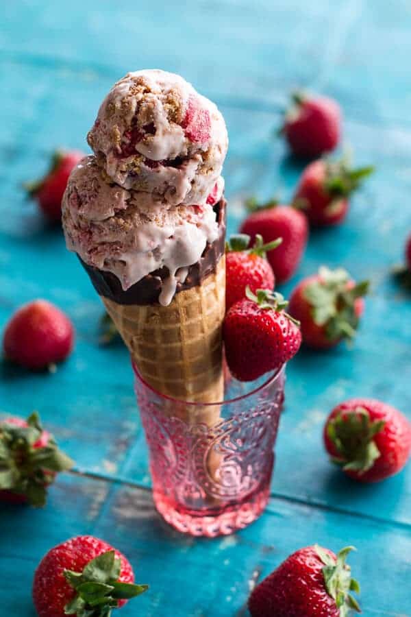 Caramelized Strawberry and Graham Cracker Crumble Ice Cream | halfbakedharvest.com