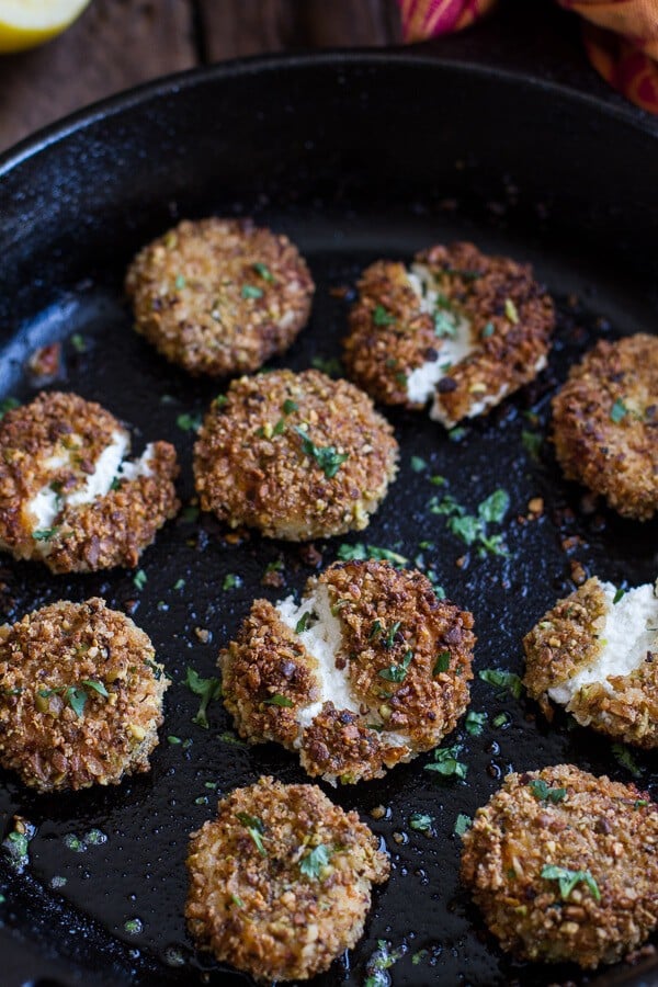 Moroccan Chicken Salad with Pistachio Crusted Fried Goat Cheese + Garlic Naan | halfbakedharvest.com