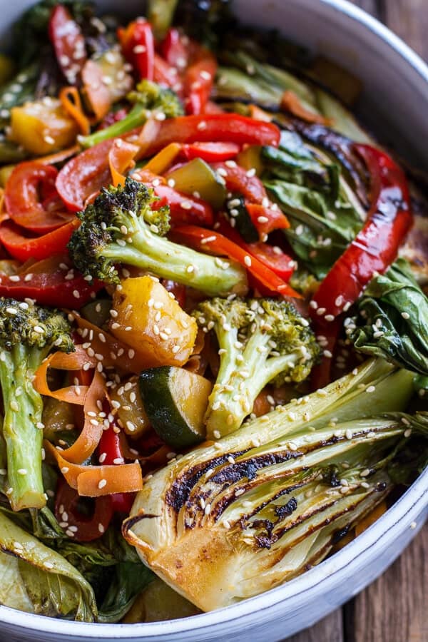 Quick Honey Ginger Pineapple and Summer Veggie Chicken Stir Fry with Caramelized Cashews | halfbakedharvest.com