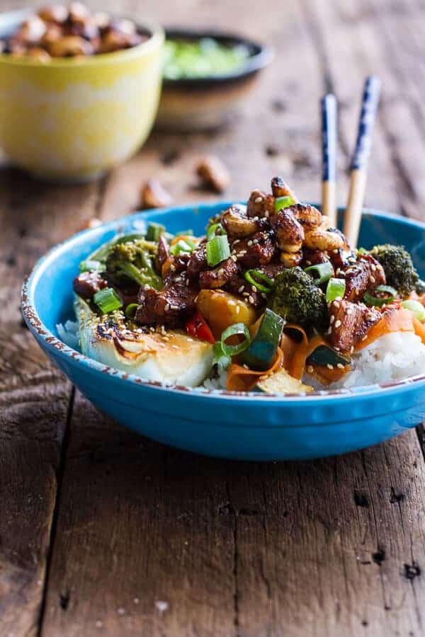 Quick Honey Ginger Pineapple and Summer Veggie Chicken Stir Fry with Caramelized Cashews | halfbakedharvest.com