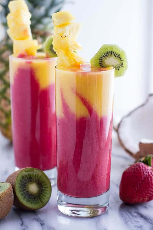 Extra Tropical Swirled Fruit Smoothie | halfbakedharvest.com