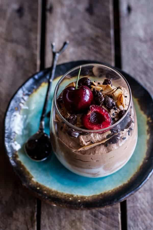Chocolate Tahini Mocha Mousse w-Coconut Bubble Milk + Chocolate Expresso Beans | halfbakedharvest.com