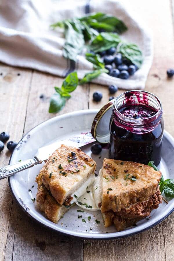Mozzarella in Carrozza (Fried Mozzarella Sandwich) w-Blueberry Balsamic Jam | halfbakedharvest.com 