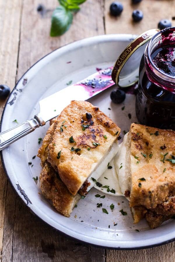 Mozzarella in Carrozza (Fried Mozzarella Sandwich) w-Blueberry Balsamic Jam | halfbakedharvest.com 