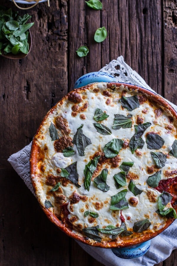 Quinoa Crusted Baked Three-Cheese Zucchini and Eggplant Parmesan | halfbakedharvest.com