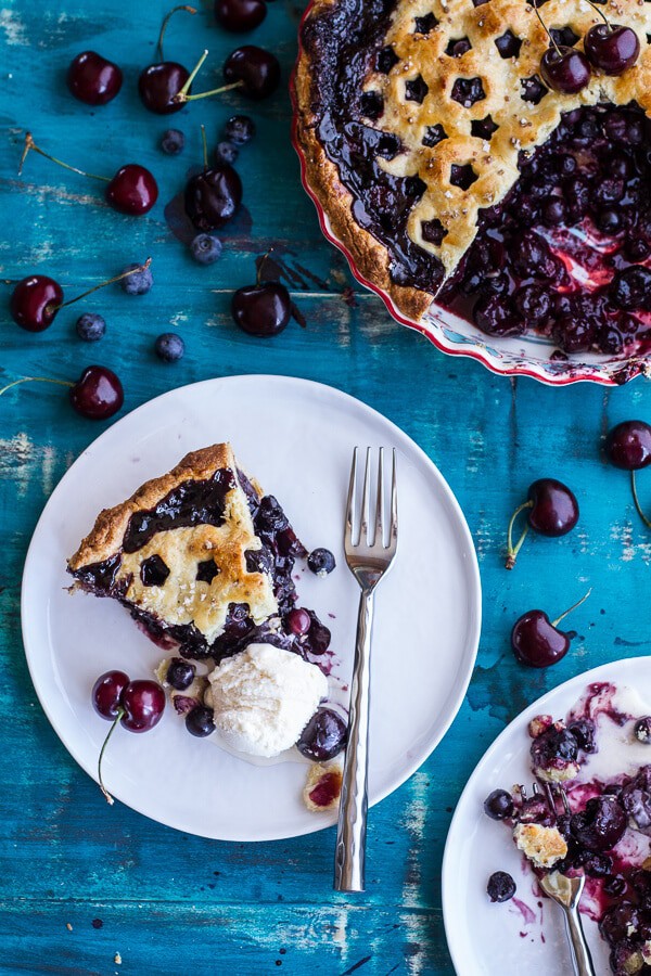 Vanilla Bourbon Cherry-Blueberry Pie | halfbakedharvest.com