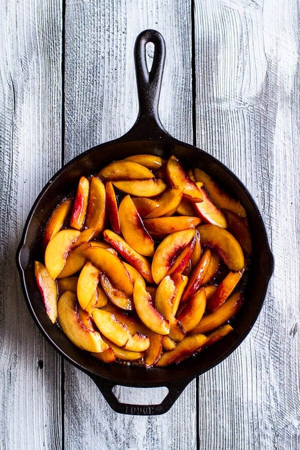 Caramelized Peach + White Chocolate Oatmeal Skillet Cookie Pie | halfbakedharvest.com @hbharvest