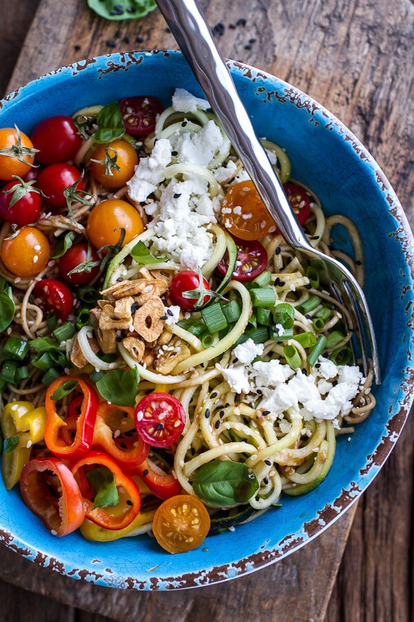 Farmers Market Sesame Miso Noodle Bowls with Garlic Chips | halfbakedharvest.com @hbharvest