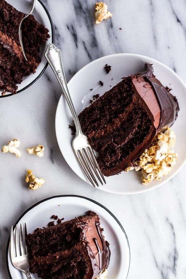 Healthier Chocolate Lovers Sweet Corn and Hazelnut Crunch Chocolate Cake w-Ganache | halfbakedharvest.com @hbharvest