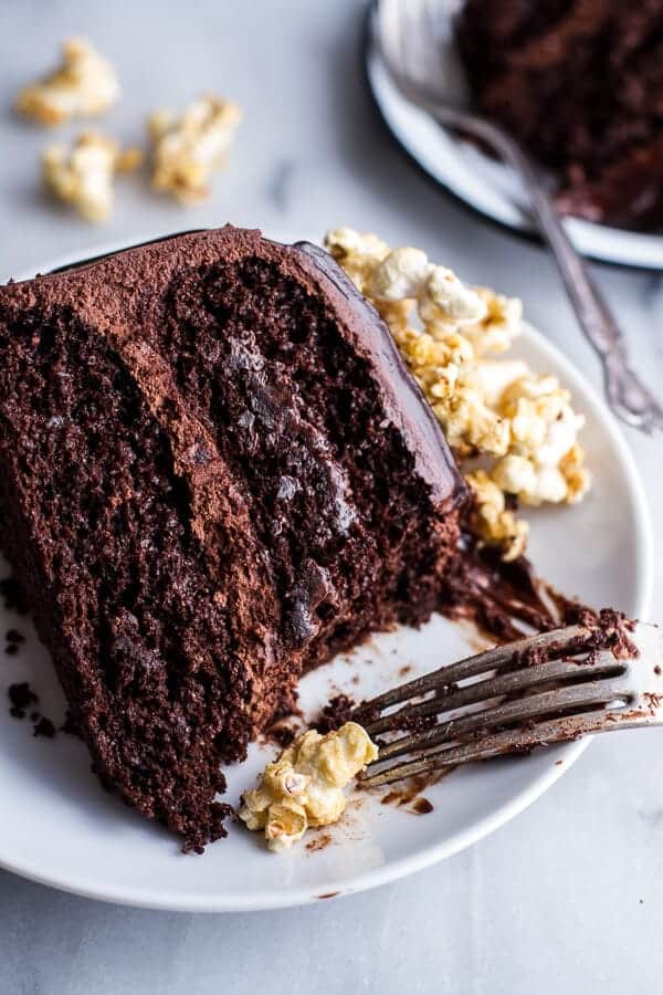 Healthier Chocolate Lovers Sweet Corn and Hazelnut Crunch Chocolate Cake w-Ganache | halfbakedharvest.com @hbharvest