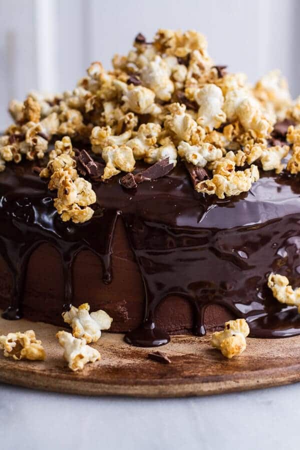 Healthier Chocolate Lovers Sweet Corn and Hazelnut Crunch Chocolate Cake w-Ganache | halfbakedharvest.com @hbharvest
