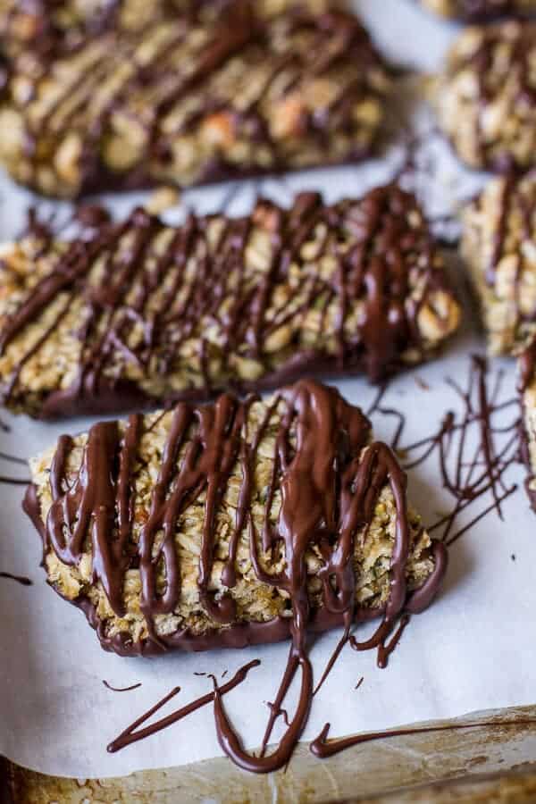 Milk Chocolate Dipped Zucchini Granola Bars | halfbakedharvest.com @hbharvest