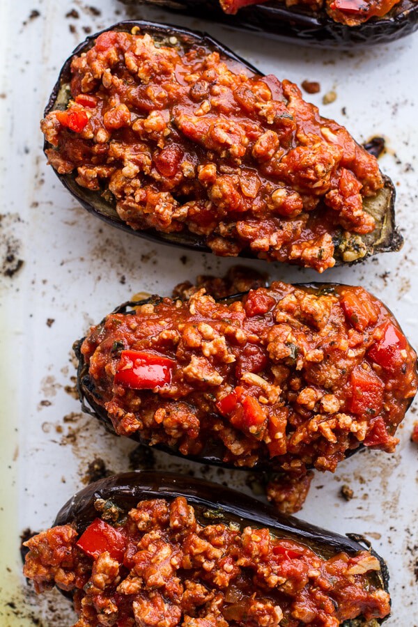 Roasted Garlic Eggplant Lasagna Boats w-Spicy Italian Chicken Sausage | halfbakedharvest.com @hbharvest