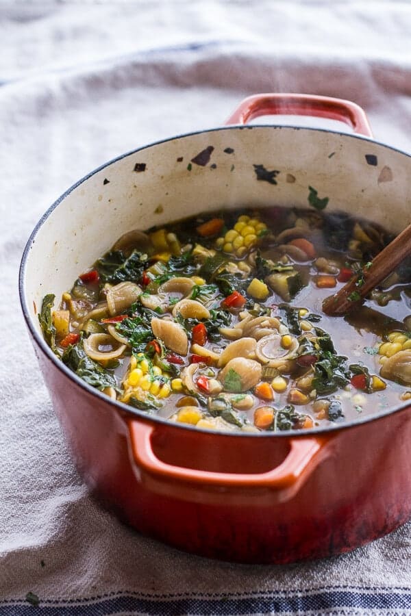 Tuscan Summer Minestrone with Sun-Dried Tomato Pesto | halfbakedharvest.com