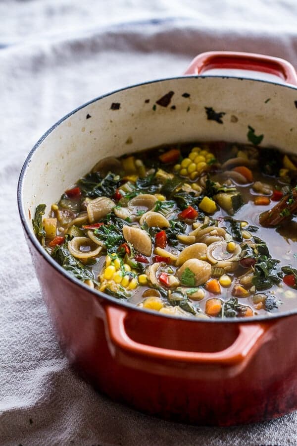 Tuscan Summer Minestrone with Sun-Dried Tomato Pesto | halfbakedharvest.com